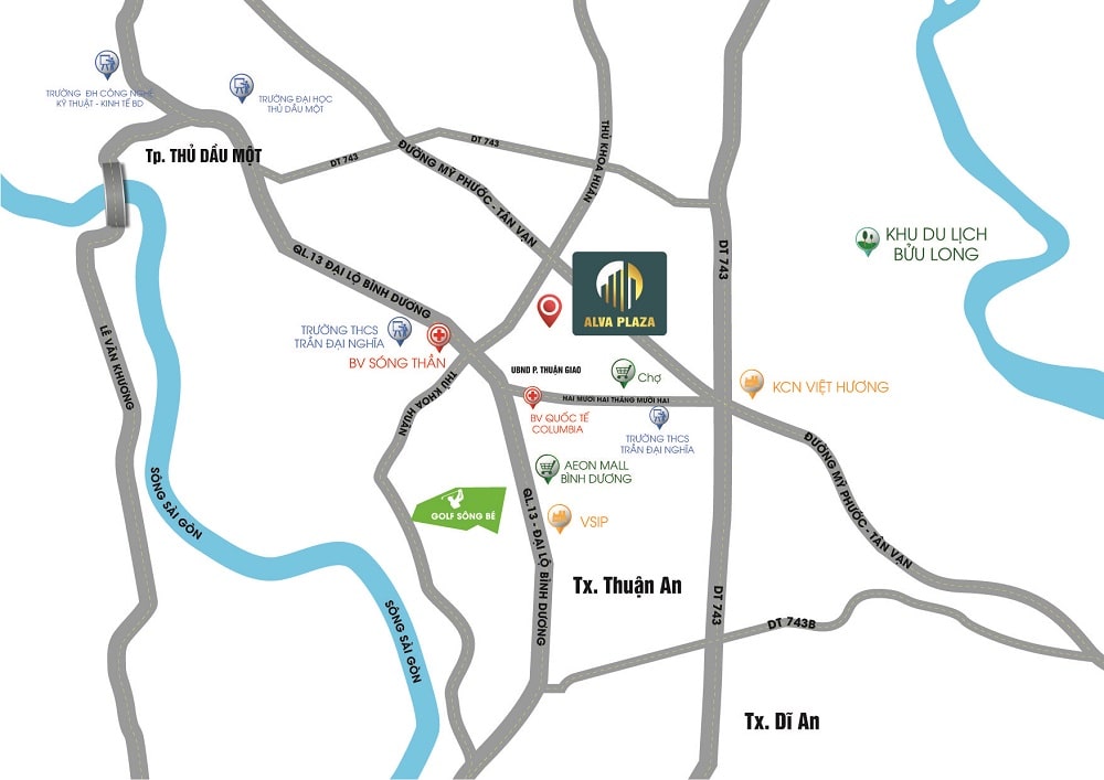 Vị trí địa lý dự án Alva Plaza Thuận An